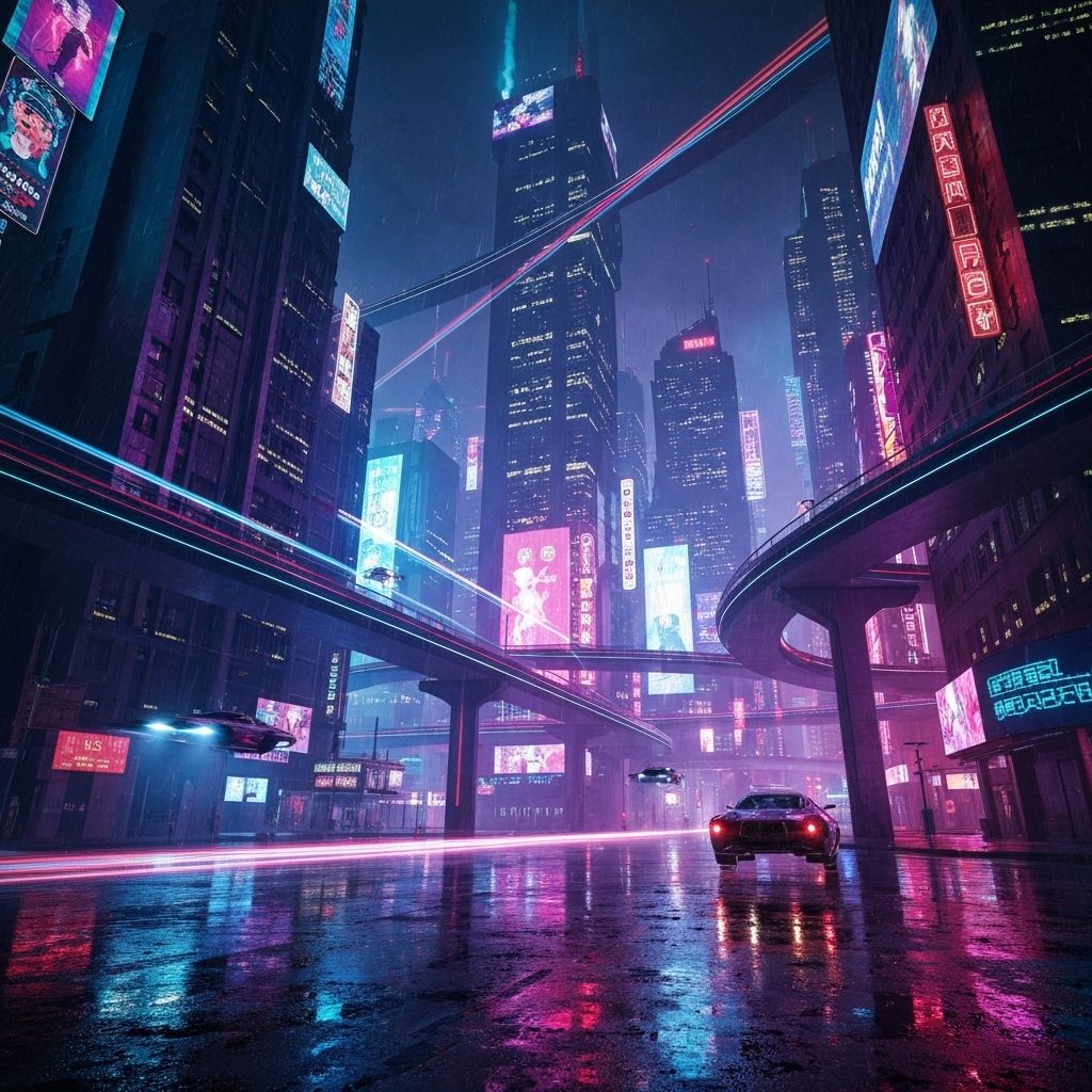 AI Generated futuristic cyberpunk city